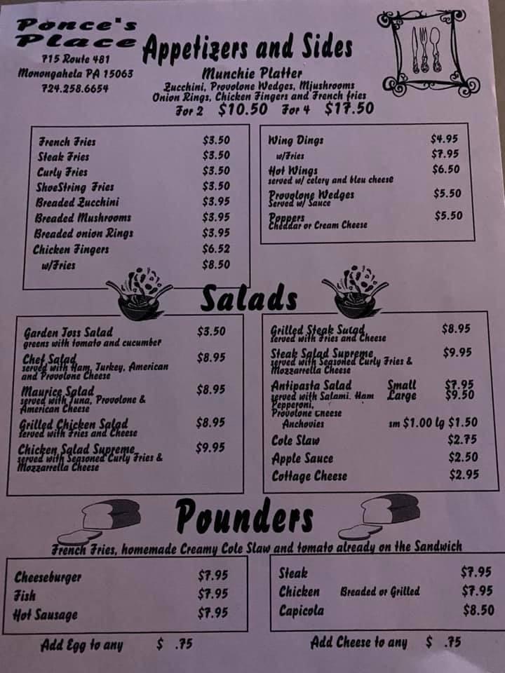 Ponce's Place Menu image 1